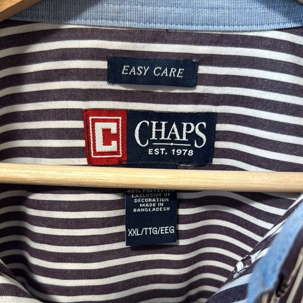Chaps Men's purple &white Striped Shirt XXL - Picture 2 of 7